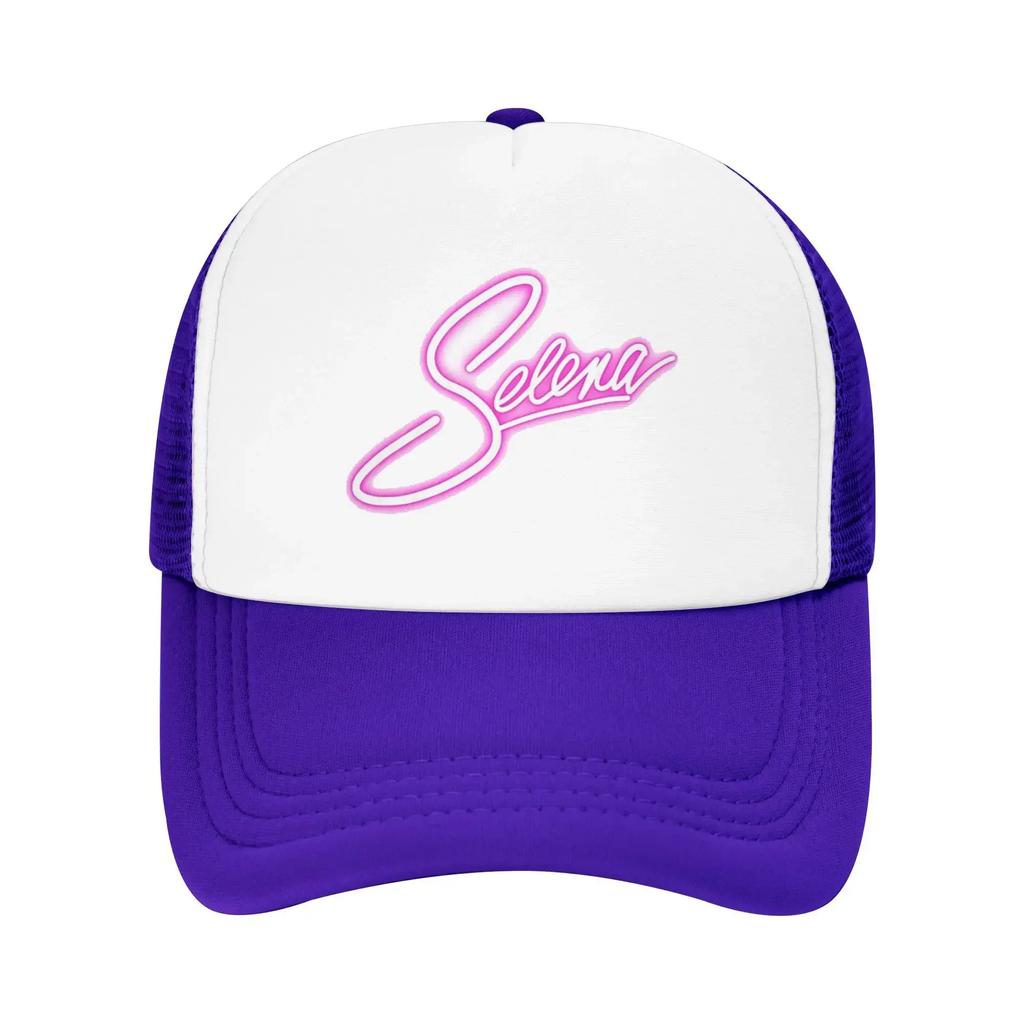 Romantic Pink White Selena Font Perfect Selena Quintanilla Mesh Baseball Caps Women Summer Male Hunting Hat Fishing Trucker Cap