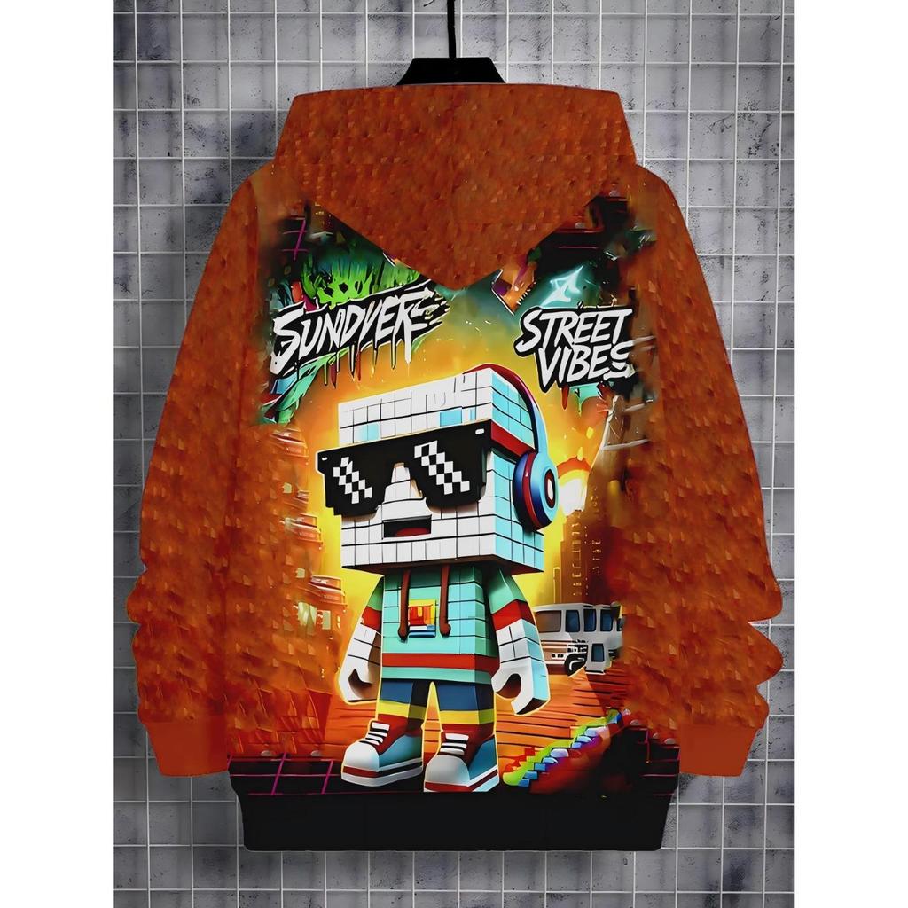 Children's Clothing Boy Hooded Long Sleeved 3D Printed Children's Spring and Autumn Casual Fashion Pullover