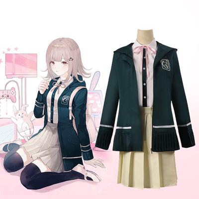Uniforme de lycéens Anime recruté anronpa Nanami ChiaKi Cosplay Kostým, veste à manches longues, jupe courte, jupe Loli