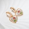 1 Pair Luxury Colorful Heart Shape Zirconia Dangle  Earrings for Women Golden Earring Jewelry Party Accessories