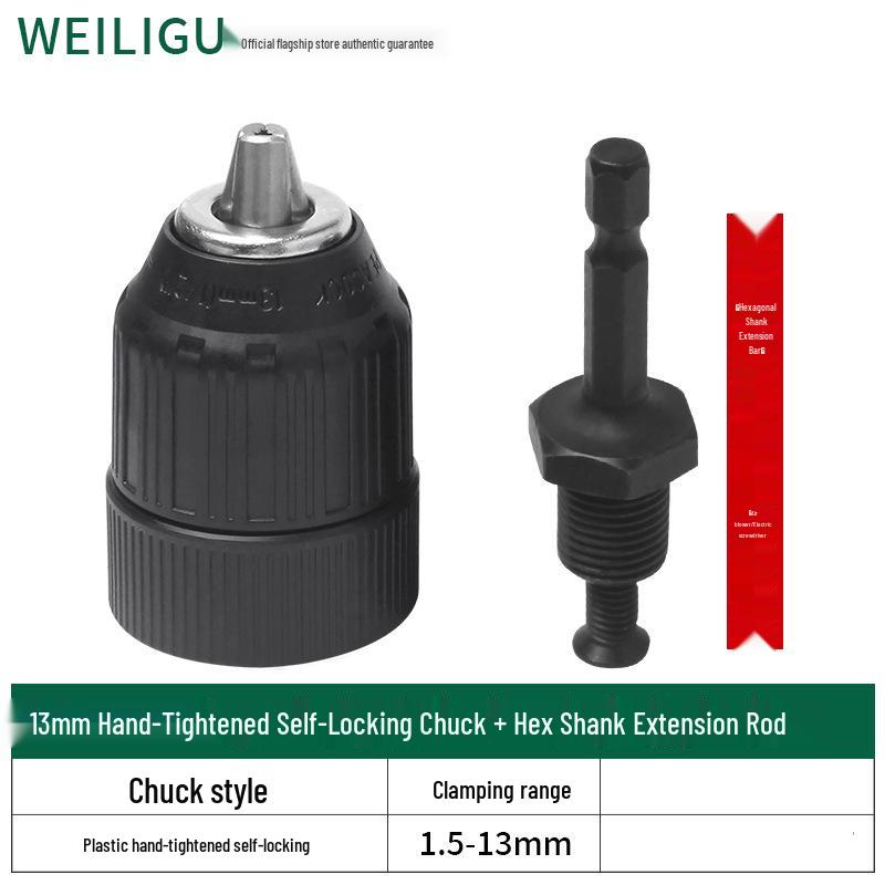 Electric Hammer Drill & Ratchet Wrench with Self-Locking Metal Chuck (0.8-16mm) and Air Impact Conversion Chuck
