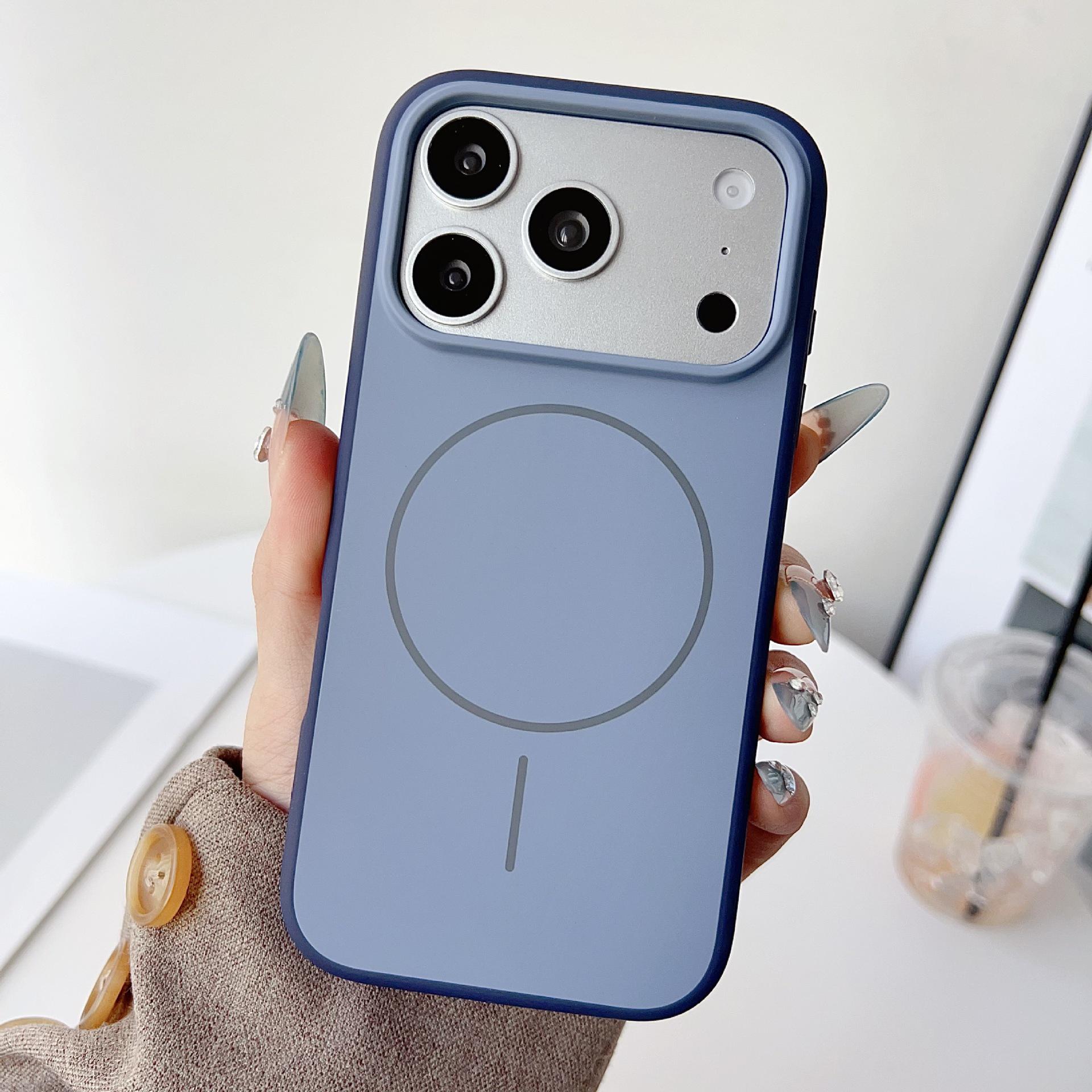 

iPhone 17 Pro Max Color-block Magnetic Skin-Feel Drop-Proof Case for Apple 16/15 17 Pro синий