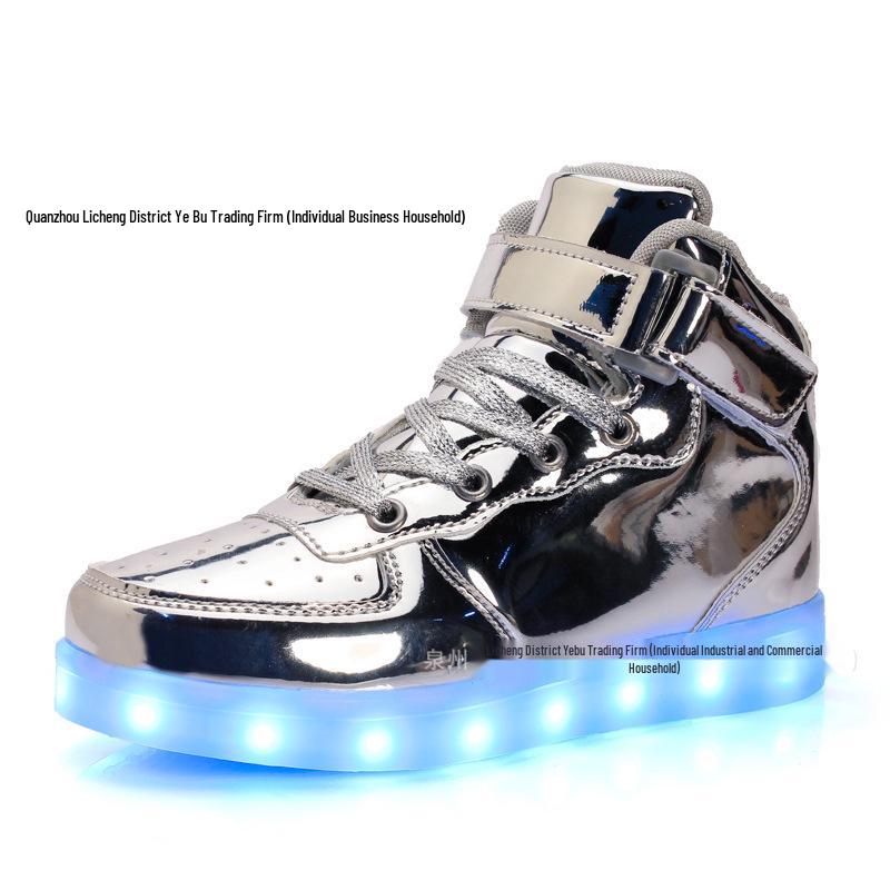 Scarpe da Skateboard High-Top con Luci e Ricarica USB: Taglie alla moda per Genitori-Figli, Coppie e Uomini