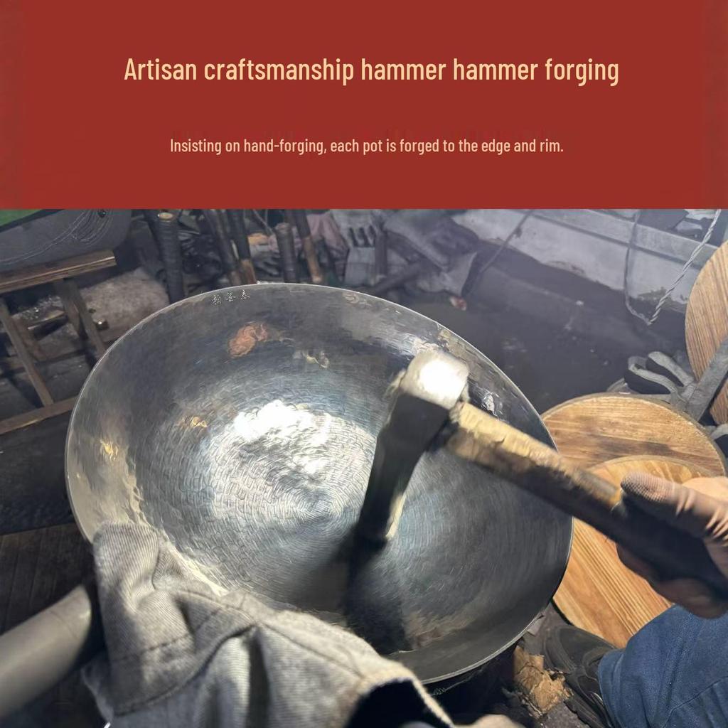 Hand-Forged Pure Copper and Brass Wok