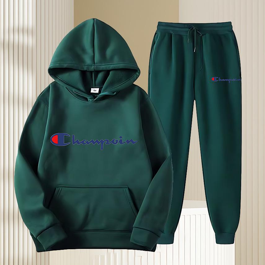 Set Pullover con Cappuccio in Pile Tinta Unita - Tendenza Felpa Casual da Uomo