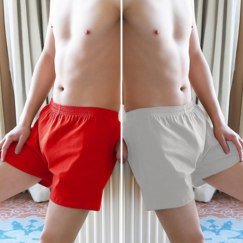 Men's Pure Cotton Loose Boxer Briefs - Summer Solid Color Trendy Four-Cornered Underwear