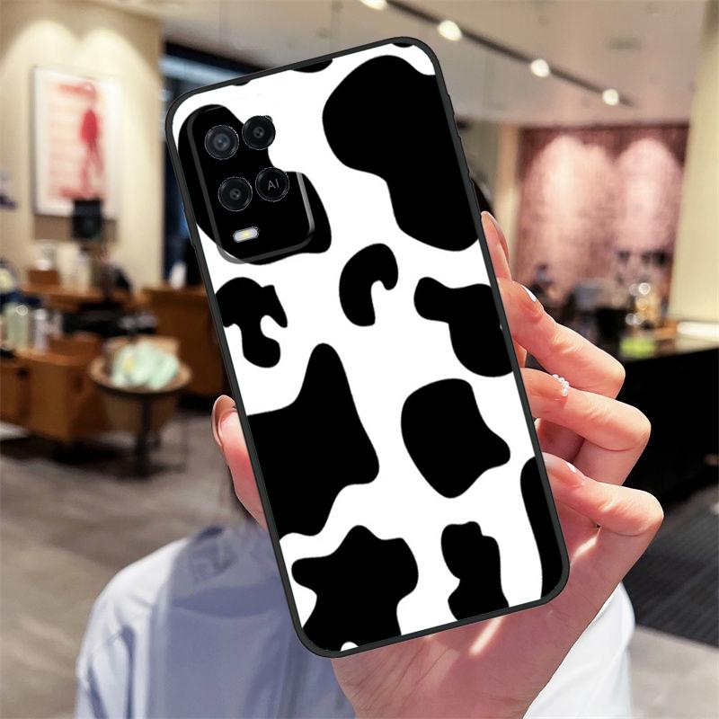 Spotted Cow Skin Print Case For Oppo A94 A74 A54 A18 A38 A58 A78 A98 A40 A60 A80 A16 A76 A96 A15 A17 A77 A57S Cover