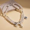 Zircon imitation pearl beaded multi-layer pendant sweater chain elegant necklace