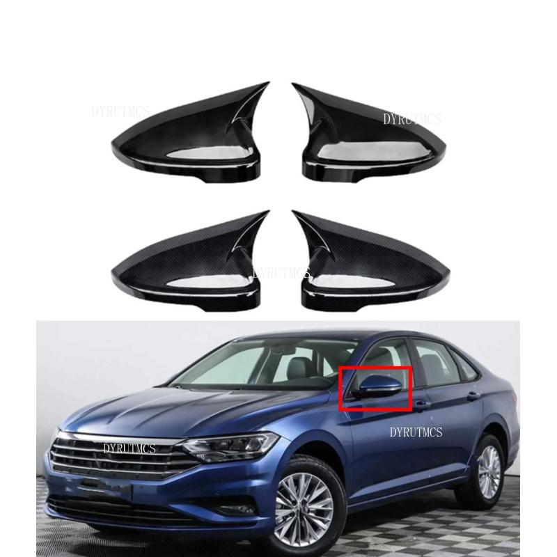 Fit For VW Fit For Volkswagen Jetta Rearview Side Mirror Cover Wing Cap Rear View Case Trim Carbon Fiber