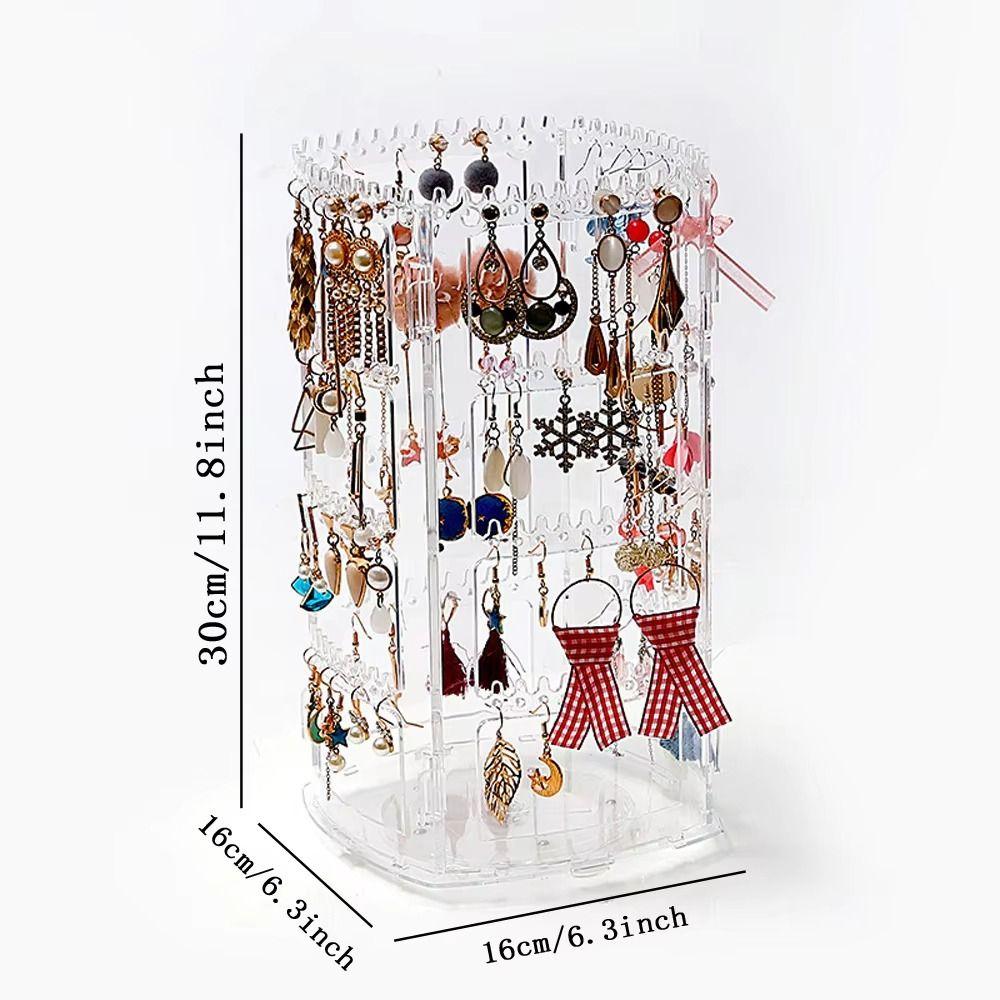 360 Degree Jewelry Display Rack Rotating Jewelry Storage Box Necklaces Rings Holder Selling Show