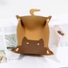 PU Leather Hexagonal Dice Tray Cute Cat Shape Folding Function Key Storage Tray Game Accessories Dice Tray Box For RPG DnD Game