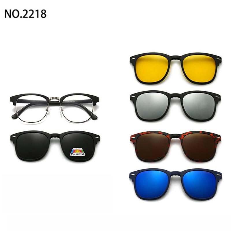 6 In 1 Custom Men Women Optical Magnetic Sunglasses Clip Magnet Clip On Sunglasses Polaroid Glasses Frame