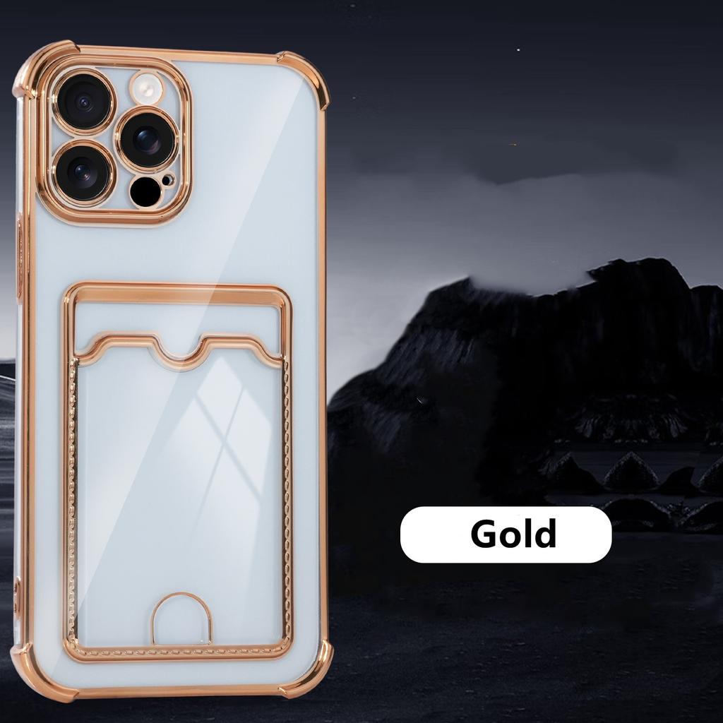 Miękkie przezroczyste etui z miejscem na karty do iPhone 17 16 15 14 13 12 mini 11 Pro X XR Xs Max 7 8 Plus 16e Odporne na wstrząsy etui