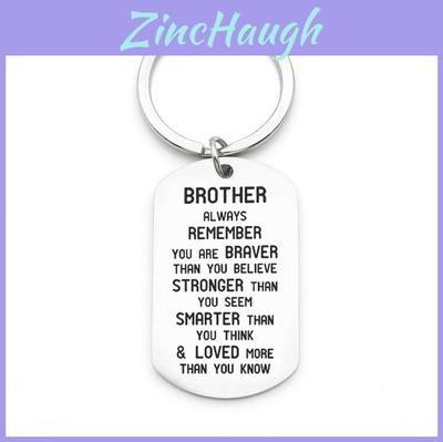 Wish Hot-selling Brother/sister Remember You Are Brave Stainless Steel Keychain