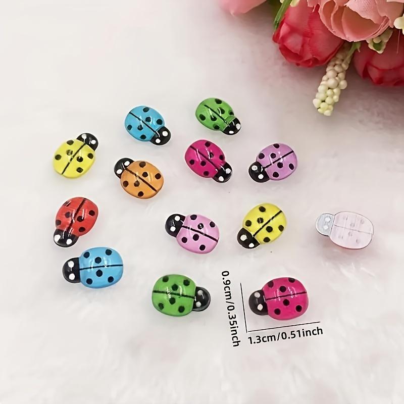 Vibrant Assorted Colors 50pcs Resin Ladybug Decorations , for DIY Crafts, Wedding & Party Embellishments, Ladybug Outdoor Decor