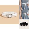 Punk Style Black Pu Woven Belt With Alloy Buckle For Streetwear And Casual Outfits