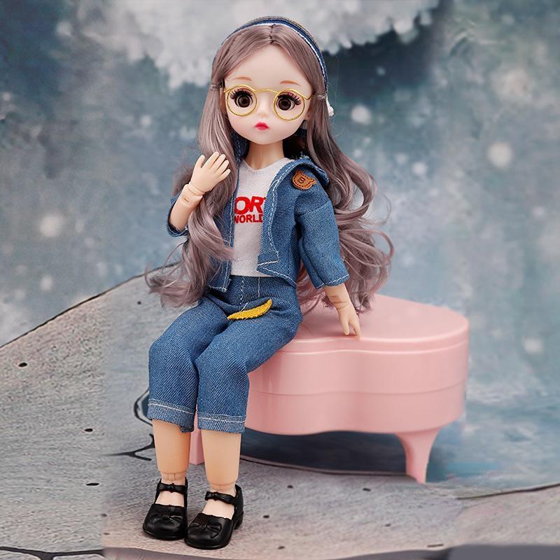 30CM Mini Rörlig 23 Ledad docka Flickleksak 3D Big Eyes BJD Princess Full Outfits Klänningar Collection Barndocka Present