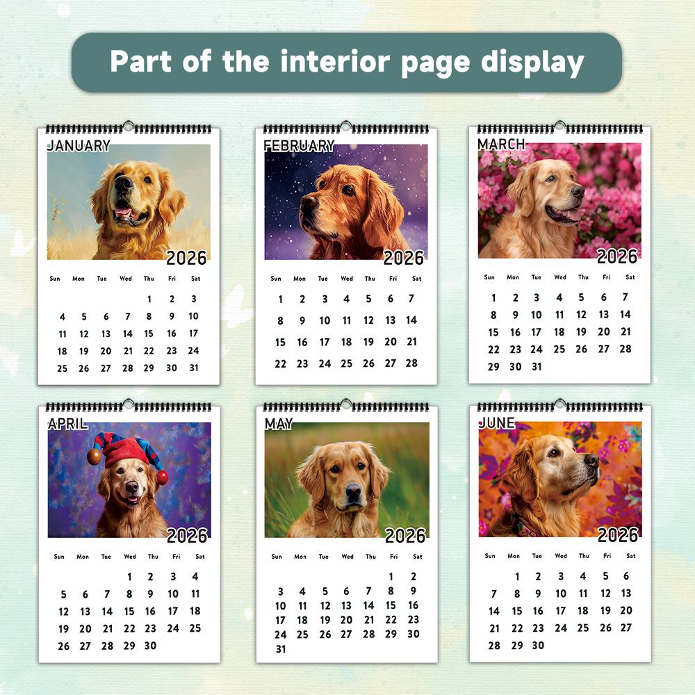 1pc 2026 Wall Calendar, Happy Dog Theme,Pet Dog,12 Beautiful Designs,Monthly Plans,Perfect Gift for Birthday,Christmas, New Year