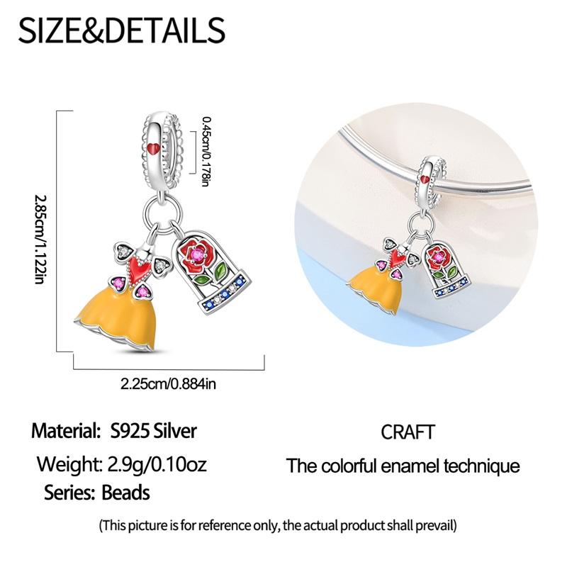 Copper Rose Gala Evening Gown Pendants Themed Ball Gown Charms Fits Genuine Charms Bracelet Women DoItYourself Jewellery Gifts
