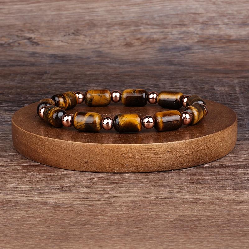 Natürlicher facettierter Tigeraugenstein Reiki-Armbänder Herren Mode Energie Hämatit-Perlen Armbänder für Frauen Seelen Schmuck Geschenk Pulsera