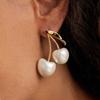Design Sense 18K Gold Pearl Cherry Earrings Ear Jewelry