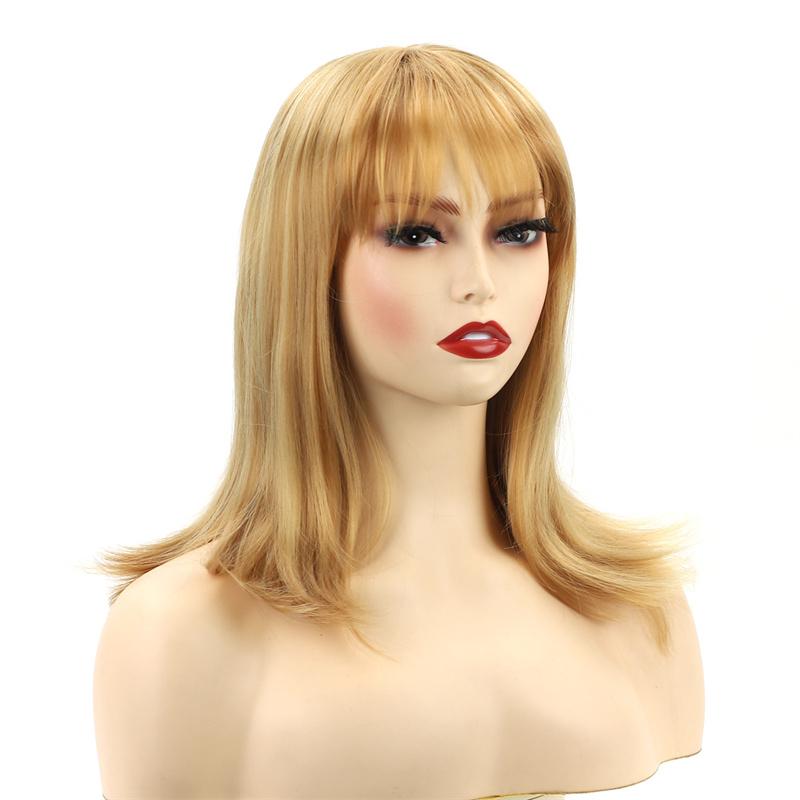 

Синтетический блонд парик с челкой натуральная прическа для женщин прямые волосы ежедневное использование на Хэллоуин костюм на Хэллоуин