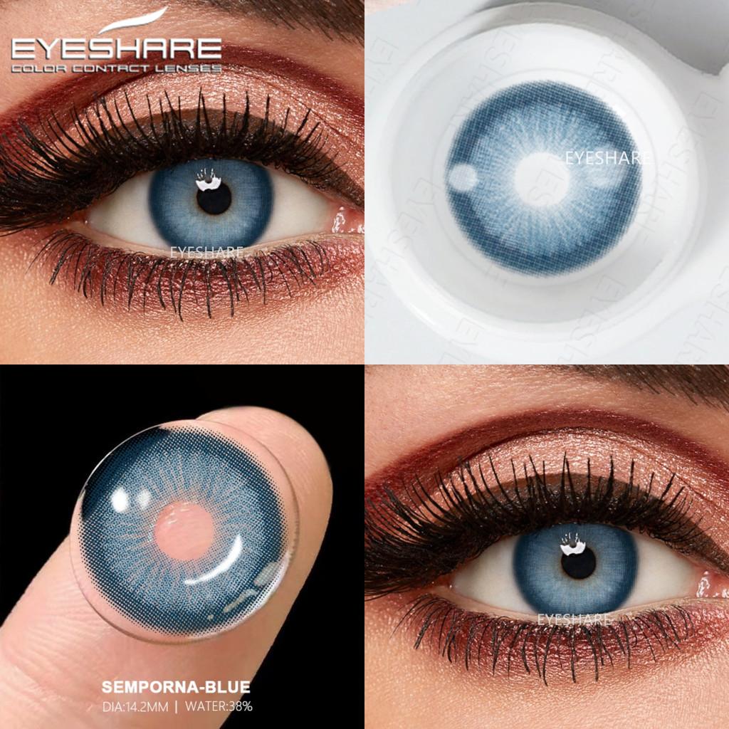 Eyeshare 2 buc = 1 pereche Lentile de contact colorate pentru ochi Ochi albaștri Lentilă de culoare Lentilă roșie Lentilă naturală anuală 14,2 mm
