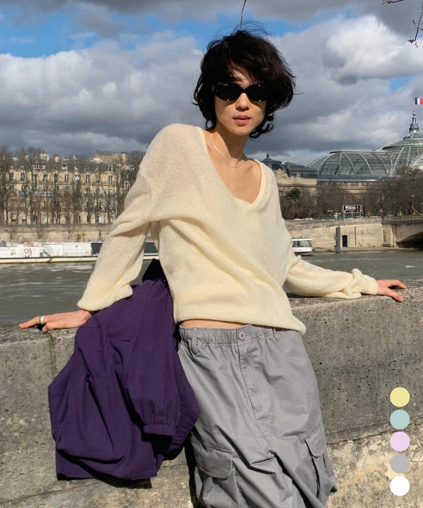 CITTA Double Layered Vneck Tube Top Knit Set_Ctk258(5Color)