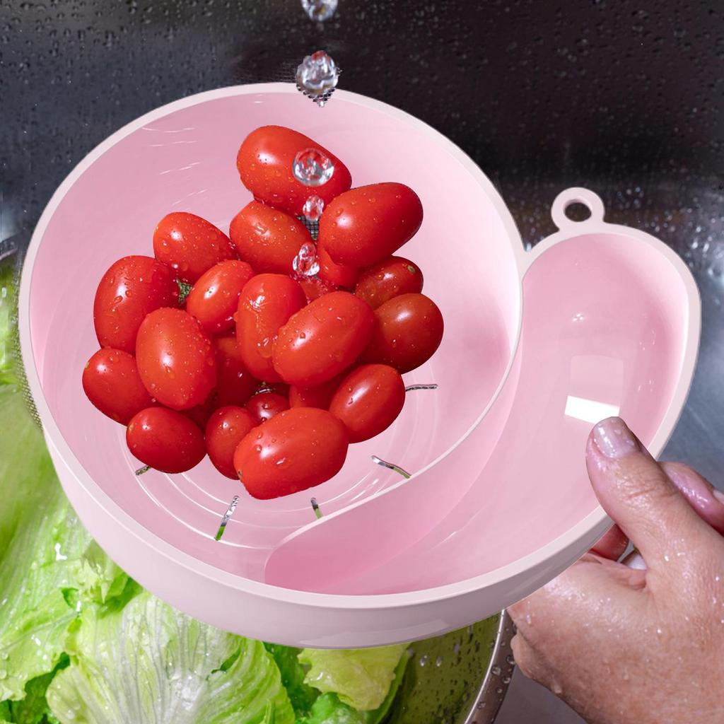 Snail-Shaped Drain Basket Automatic Cleaning Basket Fruit Plate Filter Household Food Grade Fruit Washing kitchens accessories