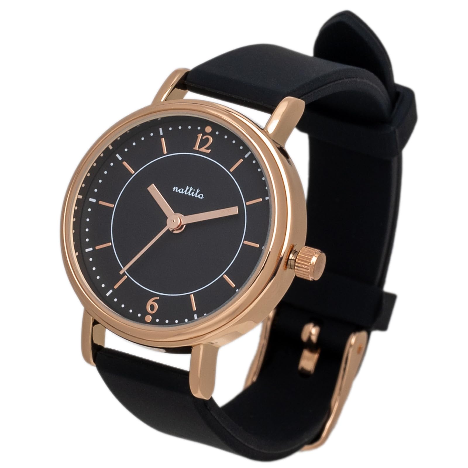 

Analog Watch with Silicone Strap and Laminated Adi Black [Fieldwork] Women s YM113-5 чёрный
