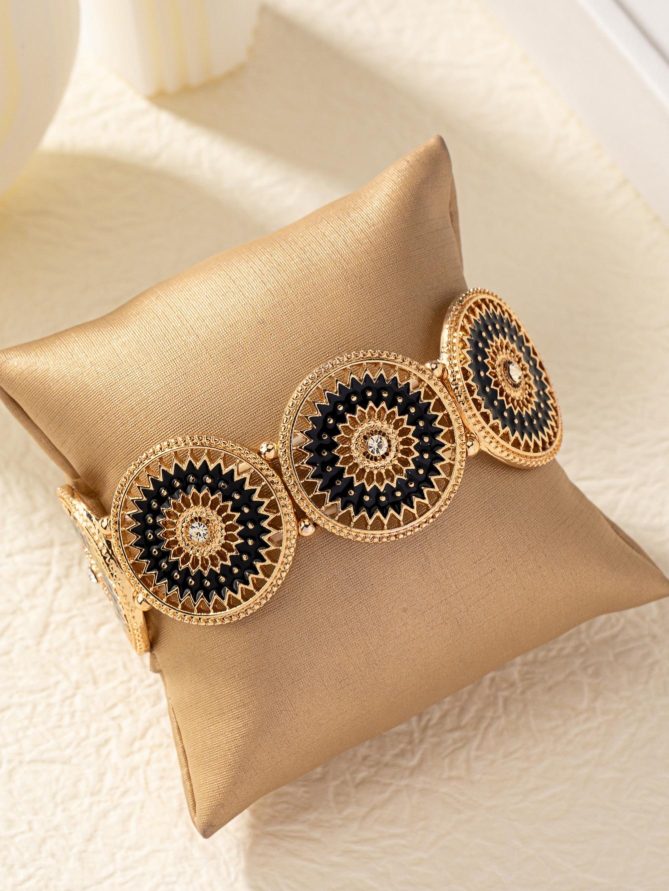 

1 шт. круглый браслет с полым цветочным узором, День святого Валентина, Мама, День матери, подарок золотой