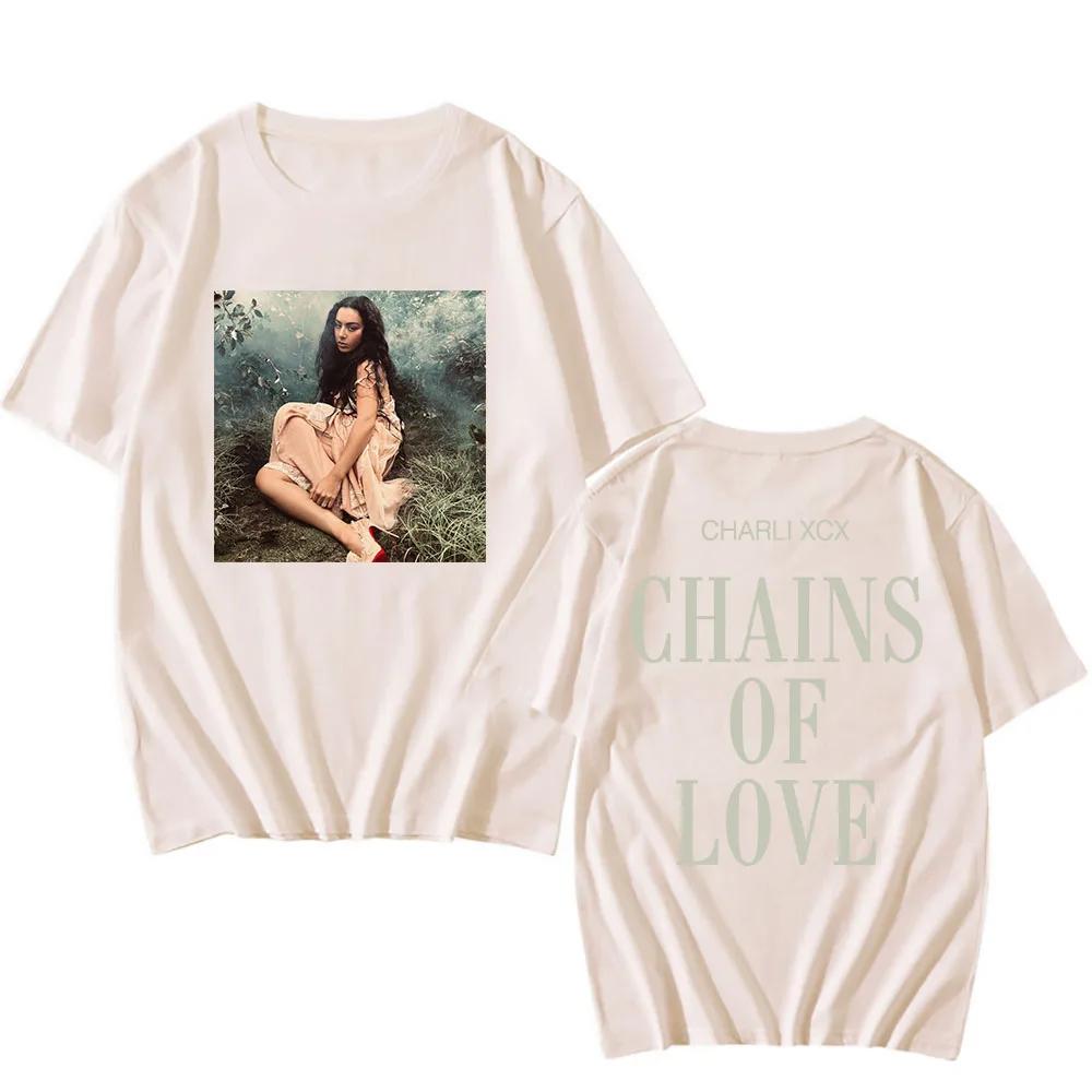 CHAINS OF LOVE T-shirt Charli Xcx Wuthering Heights Tshirts Cotton Short Sleeve Singer Graphic T Shirt Unisex Streetwear Tees