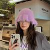 New autumn and winter pulling bucket hat, warm Korean version imitation mink plush hat, thick ear protector basin hat, knitted wool hat