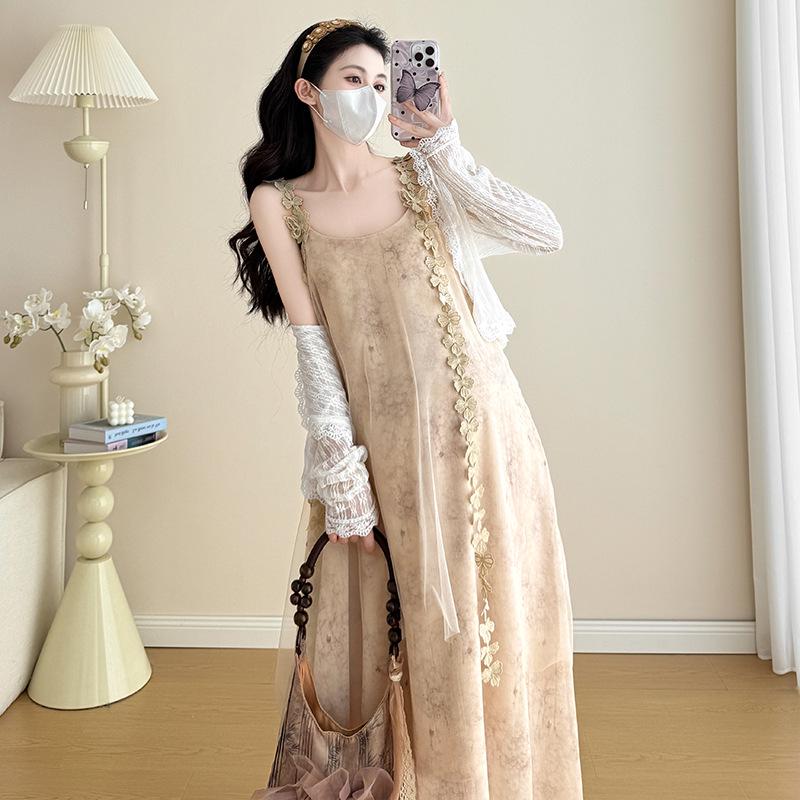 2025 Summer Korean-Style Maternity Dress & Sun Protection Set