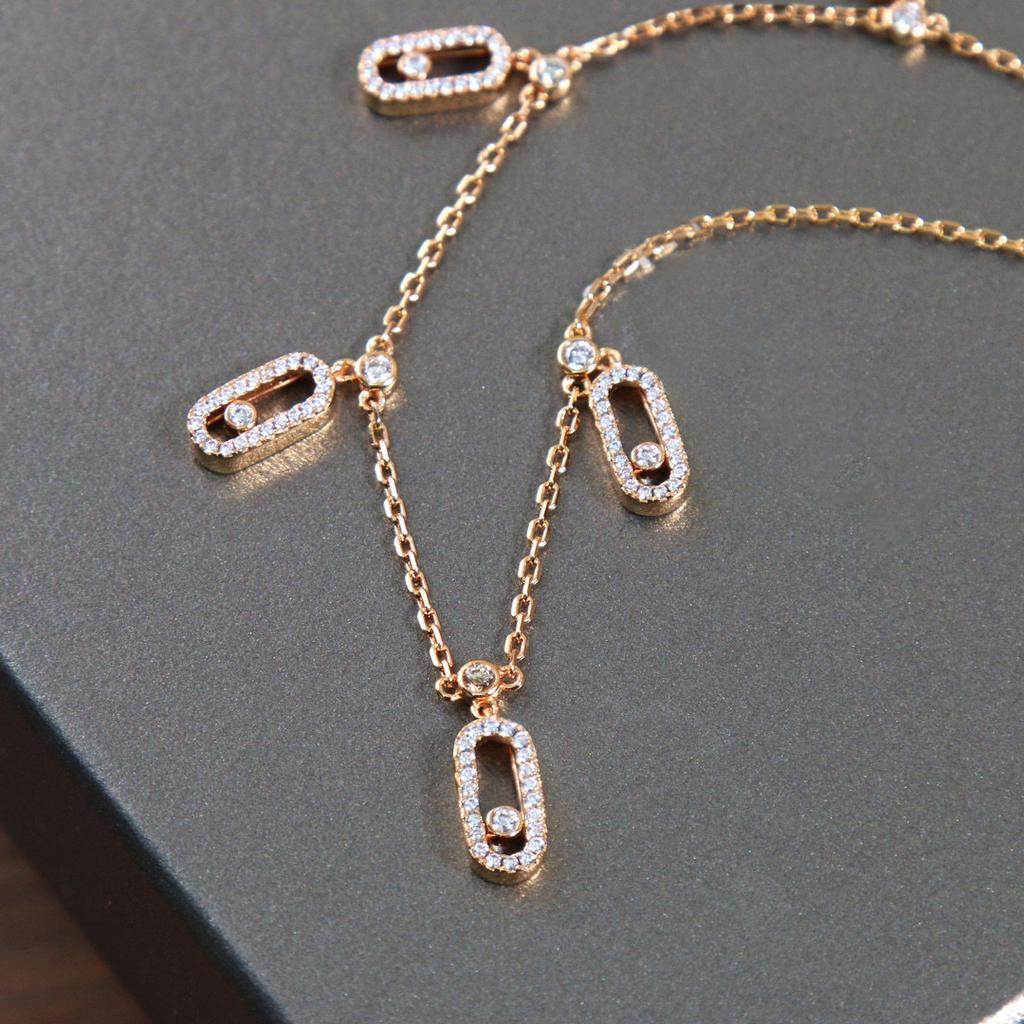 New Hot Brand Vintage Move Diamond Necklace Luxury Jewelry For Women Designer Pendant Pure 925 Sliver Lady Party Chain Necklaces