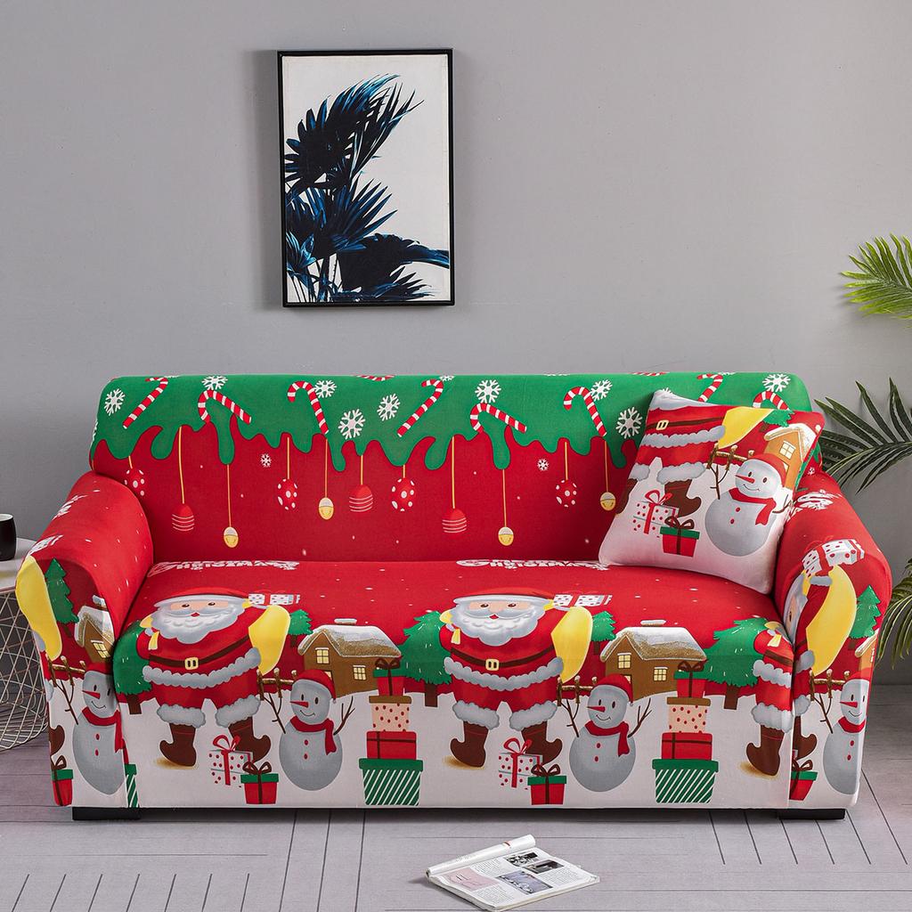 1pc Christmas Sofa Slipcover Stretch Non-slip Sofa Cover Festical New Year Xmas Couch Cover Universal Sofa Protector Home Decor