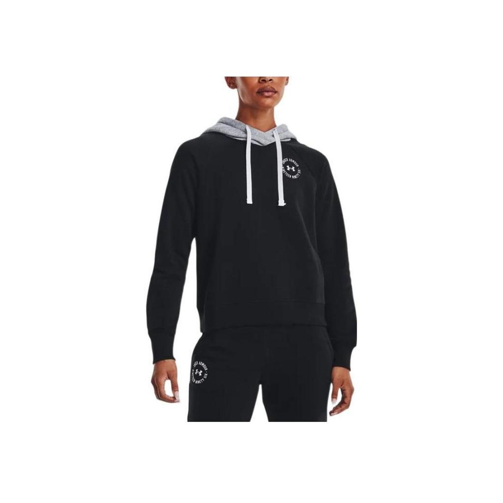 Under Armour Logo Print Drawstring Hoodie Women Hoodies Black 1373031-001