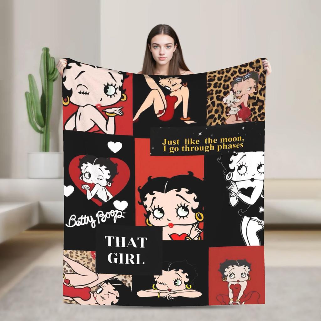 B-Bettys Boops Throw Blanket for Couch  Soft Fuzzy Plush Blanket 50x60 Inch Multi-size Bedspread for All Seasons