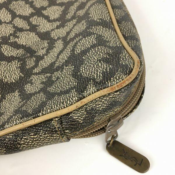YVES SAINT LAURENT Clutch Second Bag Brown Monogram Logo Pattern(USED)
