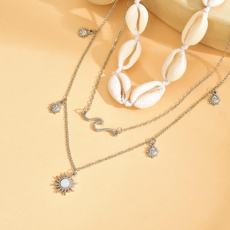Seaside Sun Necklace Jewelry Versatile Vacation Style Shell String Chain Multi-layer Design Necklace