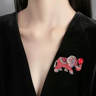 Kamínková brož slon pro ženy, třpytivá zvířecí klopa, šperk s kubickou zirkonií