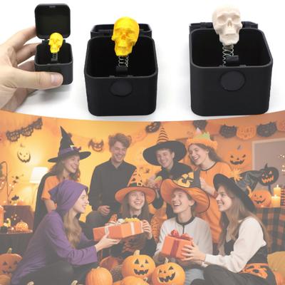 Yousheng Halloweenská 3D tištěná krabička lebka Ornament Vyskakující lebka v pouzdře Stolní dekorace Škádlení přátel Záludné rekvizity Gag Žert Dárek