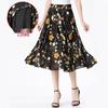 Women's Summer Midi Skirt with Lining - Elegant Swing Ice Silk for Middle-Aged and Elderly