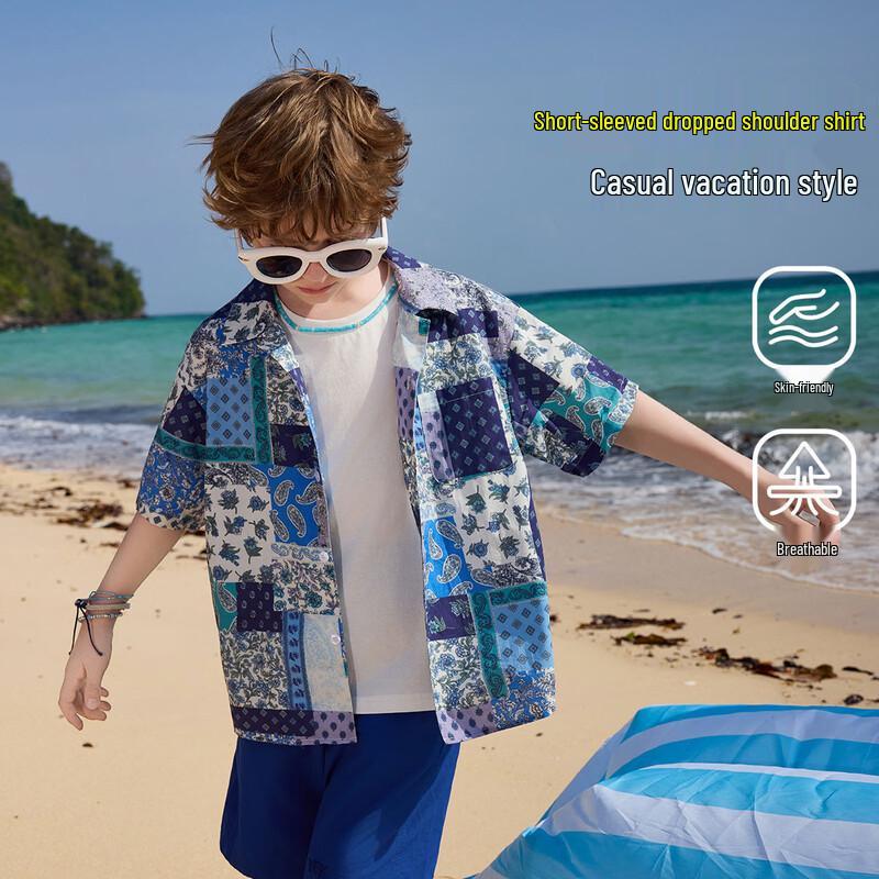 ASK JUNIOR Boys  Summer Casual Short Sleeve Shirt 170
