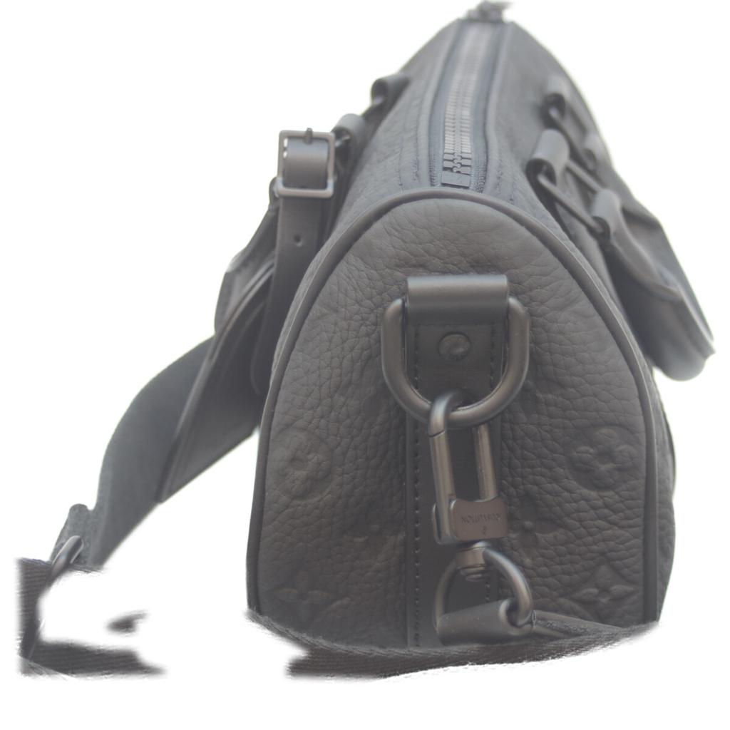 LOUIS VUITTON M20900 Taurillon Clemence Monogram Keepall Bandolier 25 Boston bag blackUsed