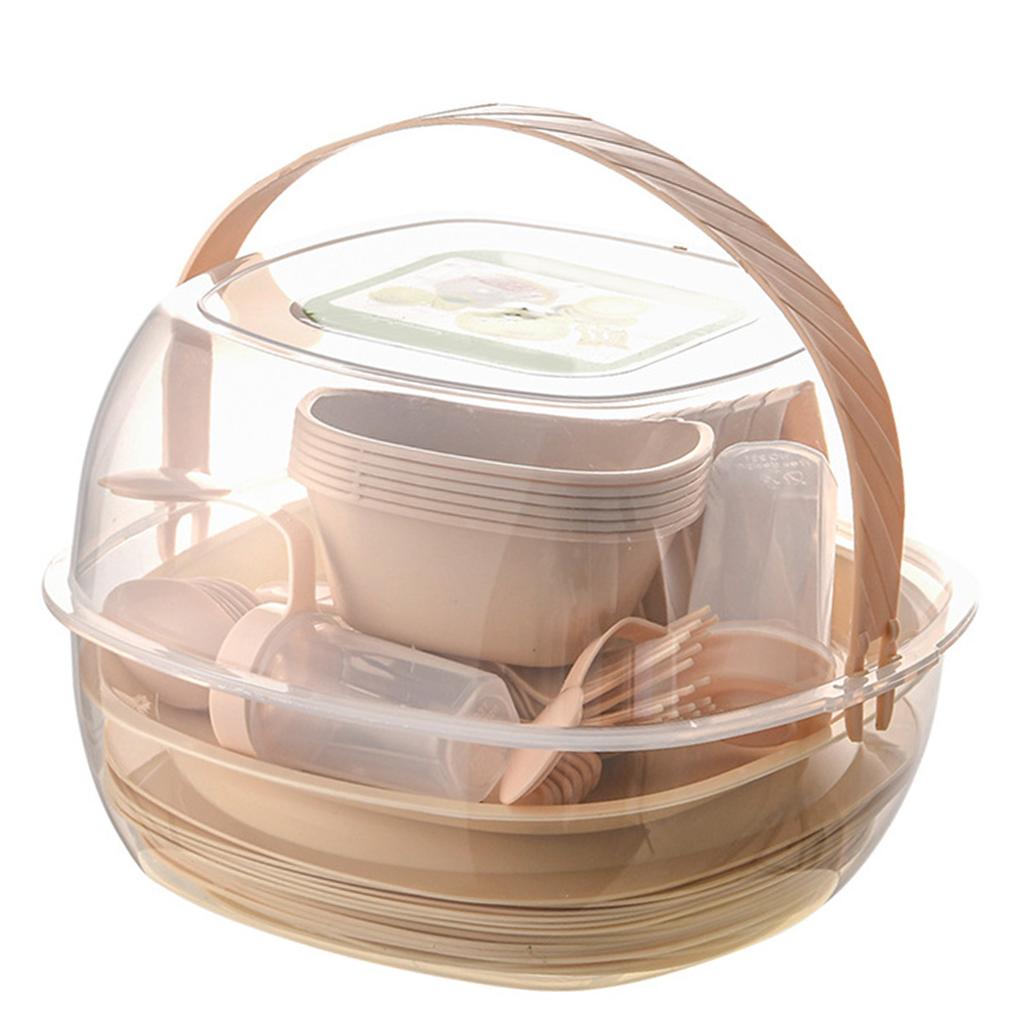 Outdoor Portable Tableware Set Plastic 48 Piece Camping Dinnerware Set for Picnic Traveling