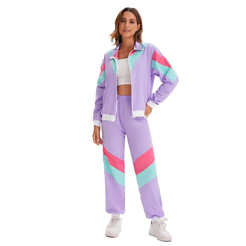 80s Retro Disco & Hip Hop Halloween Costume Set - Unisex Street Dance DJ Jacket & Pants