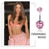 1CS Belly Button Rings Surgical Stainless Steel Belly Piercing 14G Cute Pink CZ Dangle Belly Rings Piercing Jewelry for Women