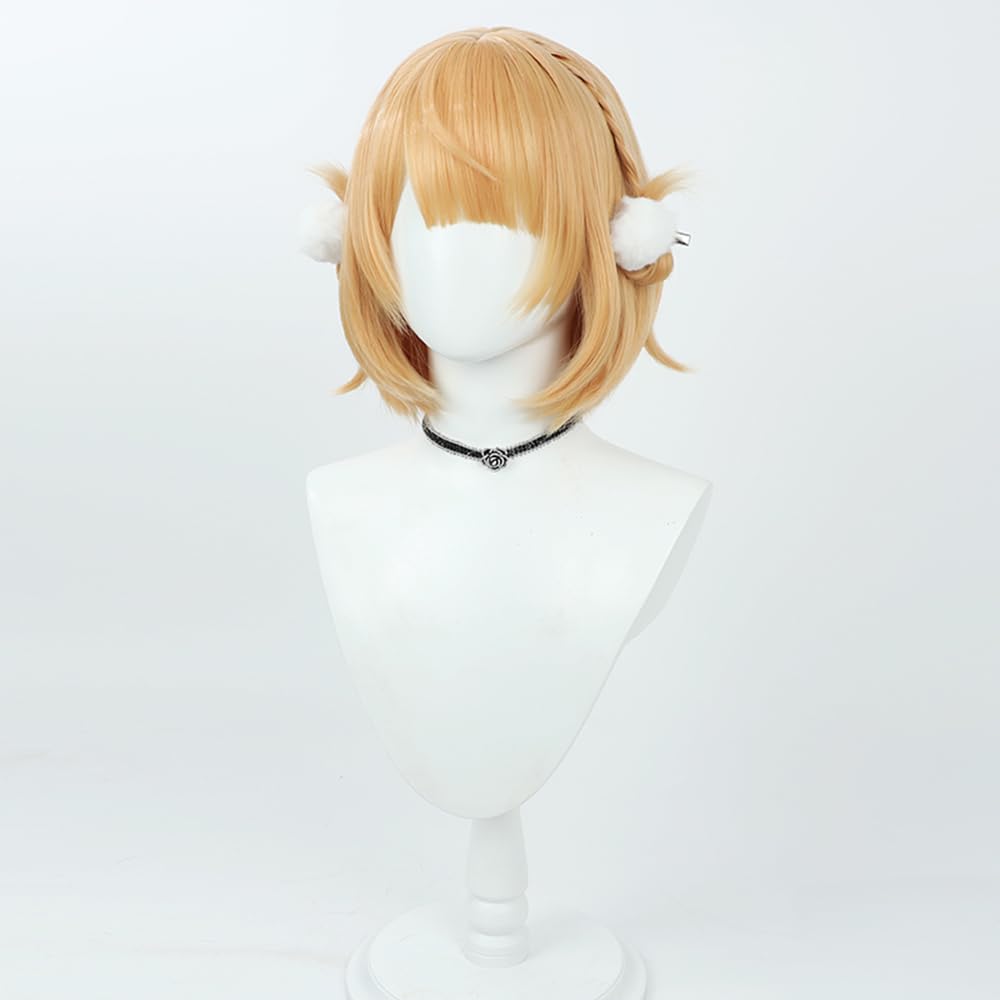 Shigure Ui Cosplay Wig, Gold, Heat-Resistant, with White Hair Accessory, Perfect for Halloween Costumes and Photoshoots