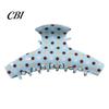 Sturdy Hair Claw Clip Back Head Claw, Strong Bite Force Clip, Dot Print Large for Women Anti-Slip Teeth Accessory Daily Wear Metal Spring